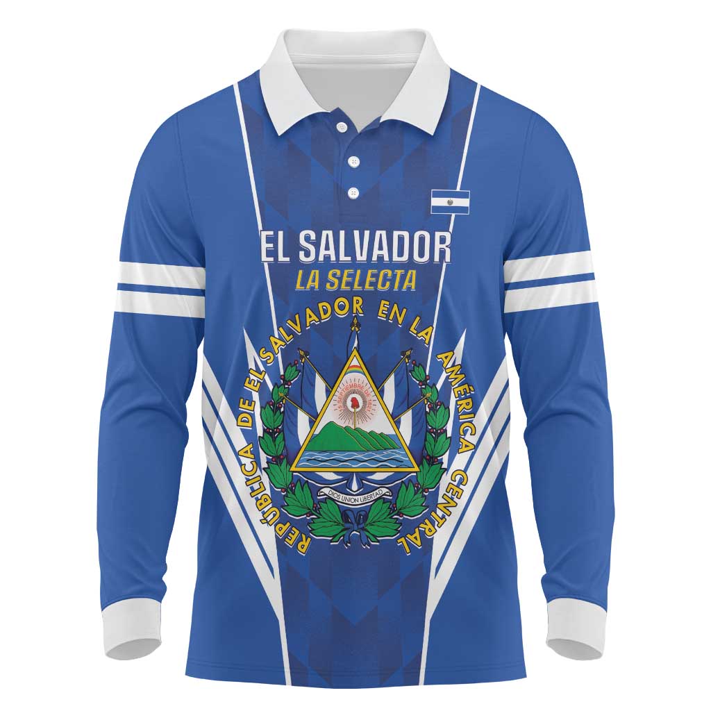 Custom El Salvador Football Long Sleeve Polo Shirt 2025 Vamos La Selecta