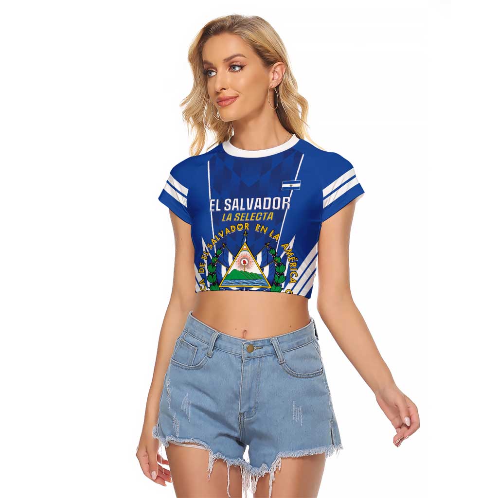 Custom El Salvador Football Raglan Cropped T Shirt 2025 Vamos La Selecta