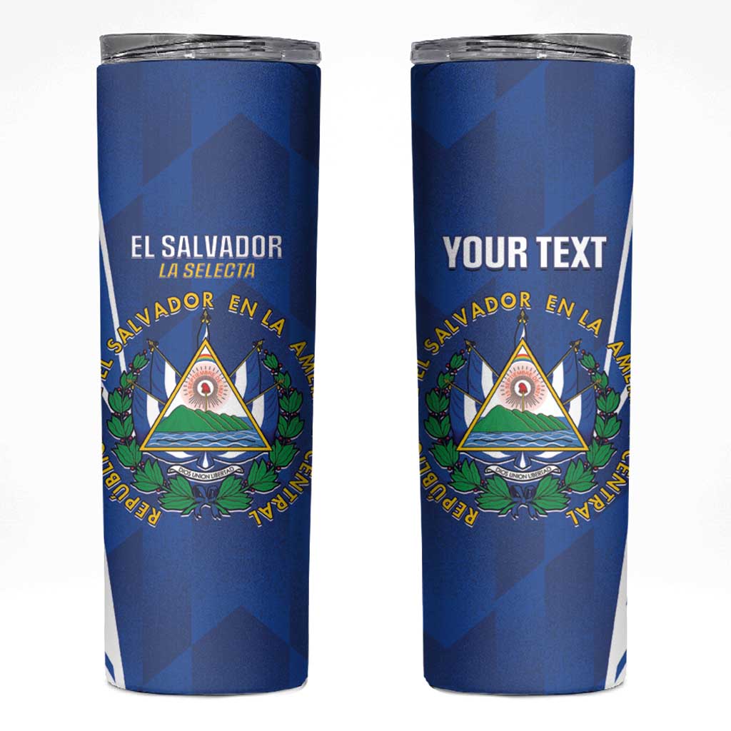 Custom El Salvador Football Skinny Tumbler 2025 Vamos La Selecta