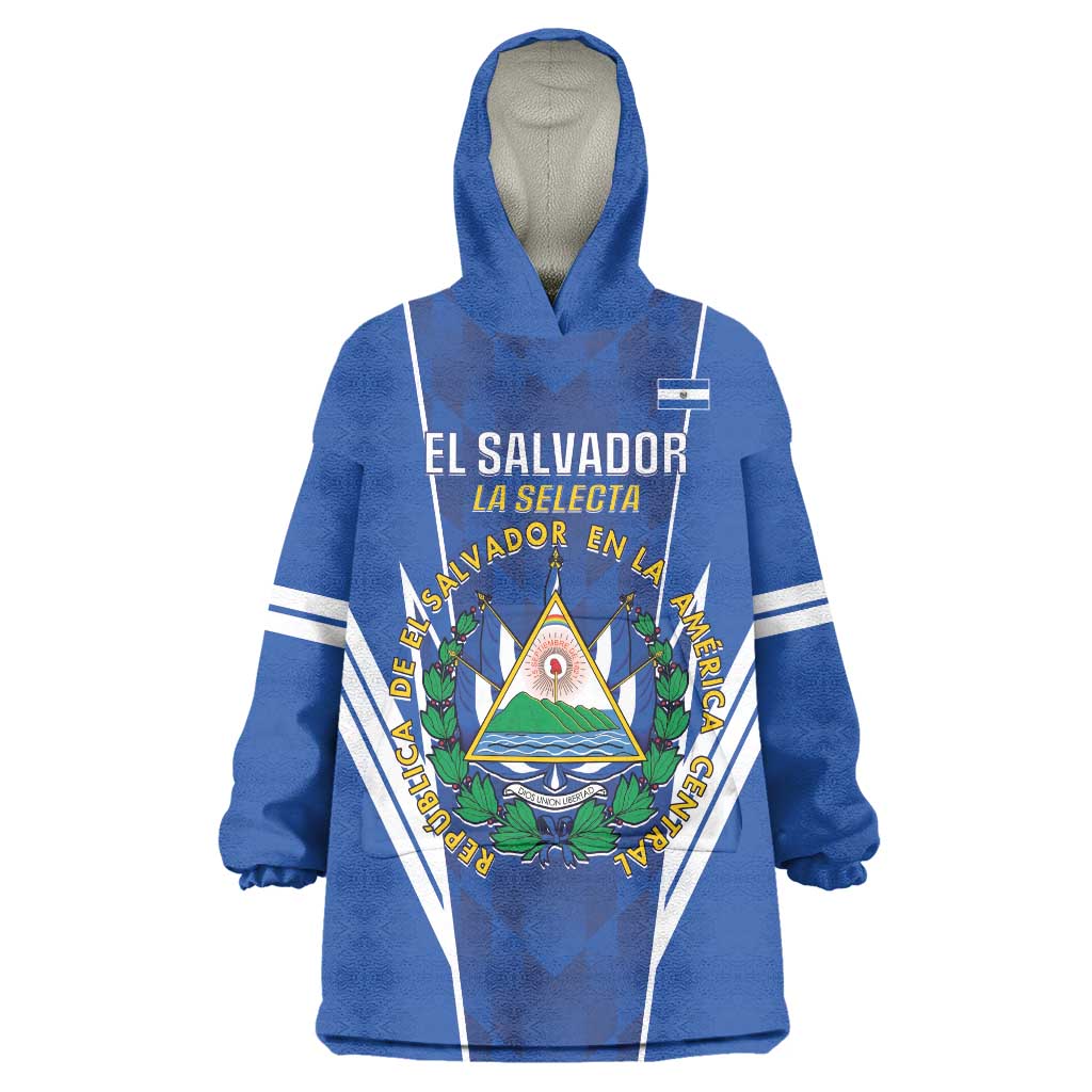 Custom El Salvador Football Wearable Blanket Hoodie 2025 Vamos La Selecta