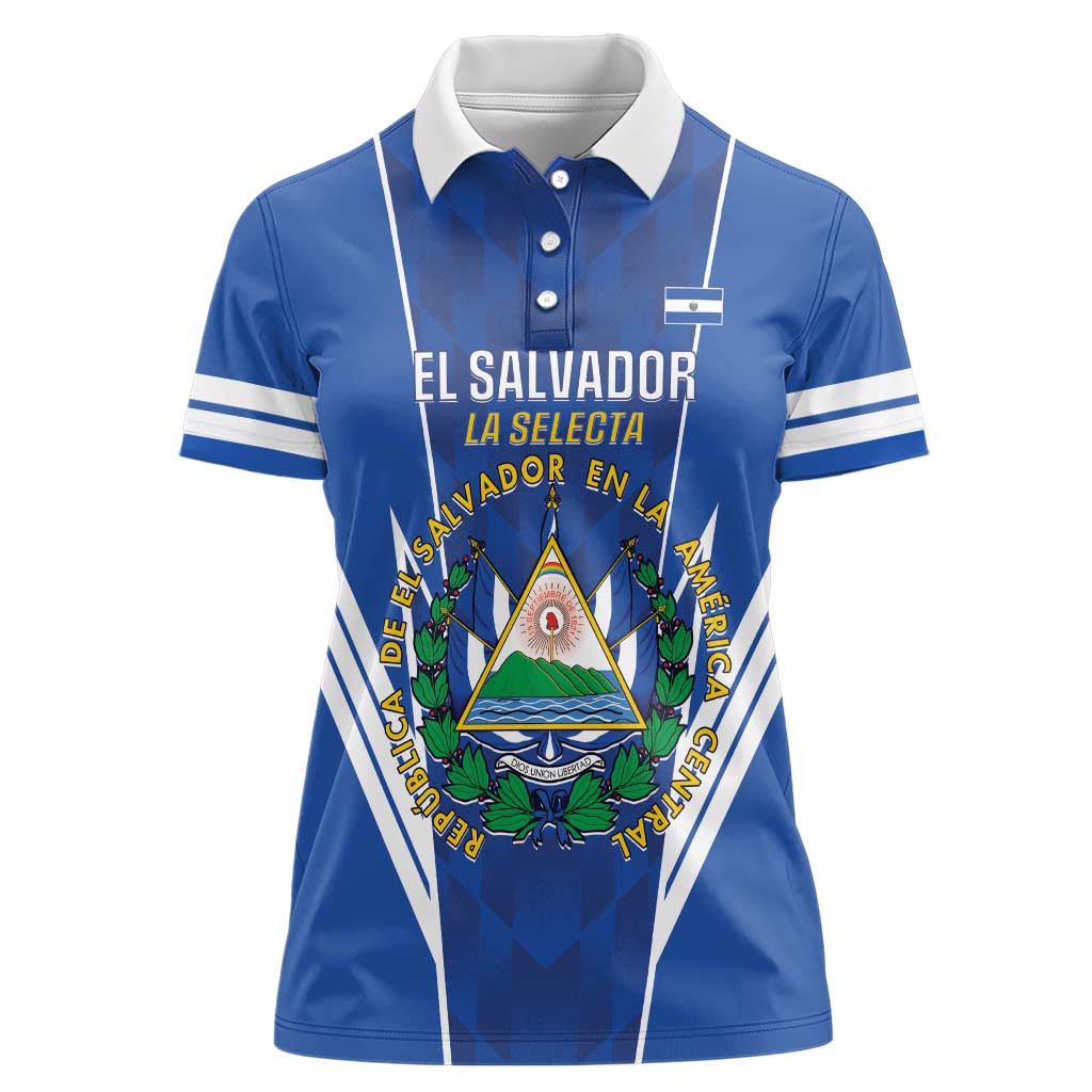 Custom El Salvador Football Women Polo Shirt 2025 Vamos La Selecta