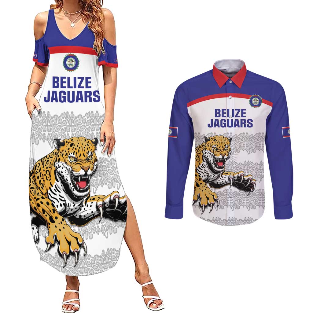 Custom Belize Football Couples Matching Summer Maxi Dress and Long Sleeve Button Shirt 2025 Go Jaguars