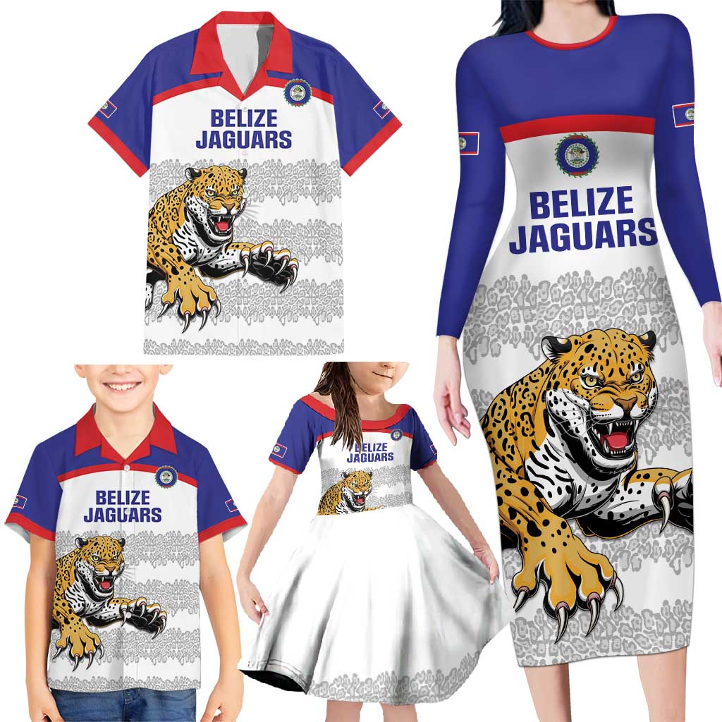 Custom Belize Football Family Matching Long Sleeve Bodycon Dress and Hawaiian Shirt 2025 Go Jaguars