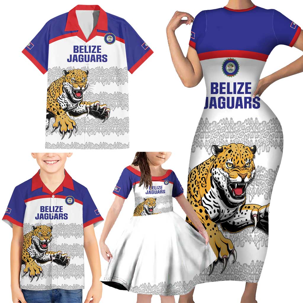 Custom Belize Football Family Matching Short Sleeve Bodycon Dress and Hawaiian Shirt 2025 Go Jaguars