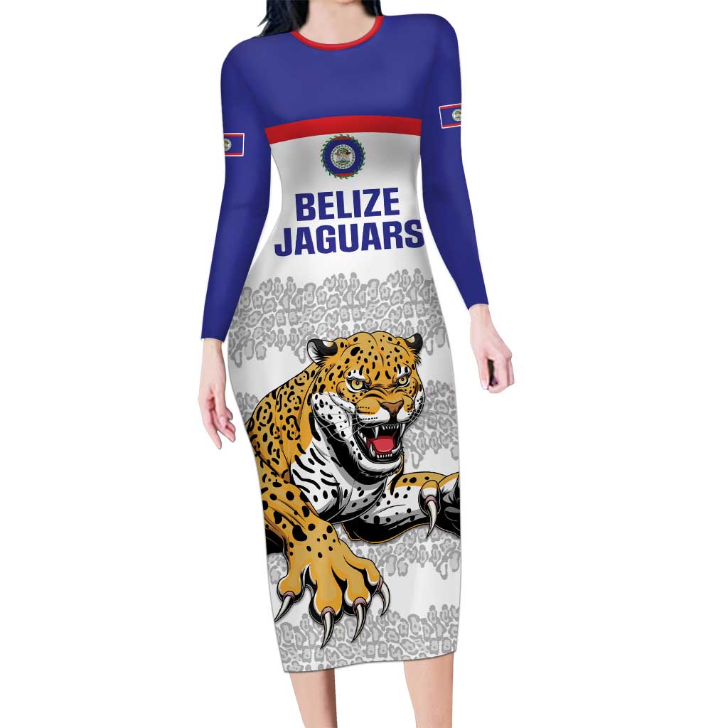 Custom Belize Football Long Sleeve Bodycon Dress 2025 Go Jaguars