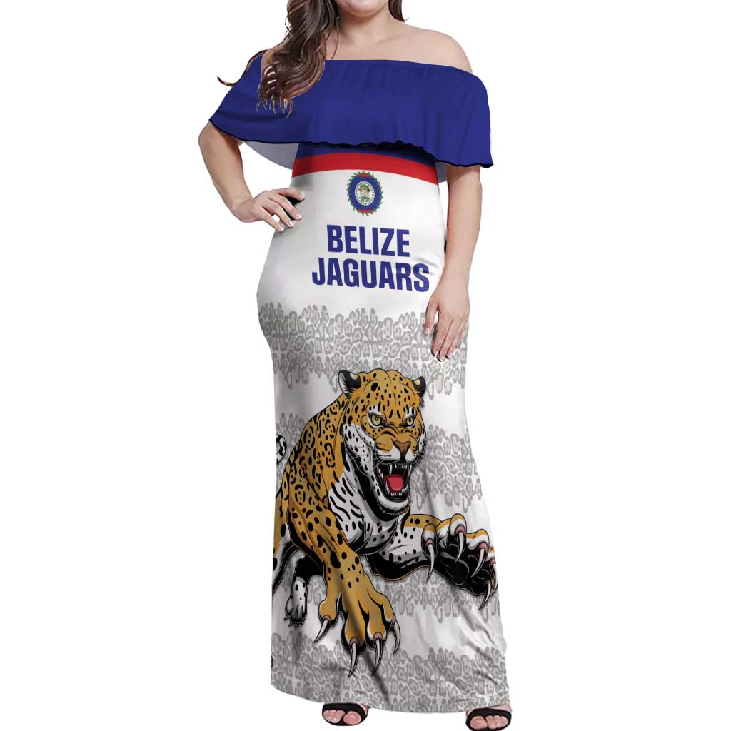 Custom Belize Football Off Shoulder Maxi Dress 2025 Go Jaguars