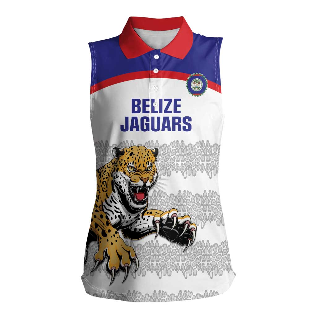 Custom Belize Football Women Sleeveless Polo Shirt 2025 Go Jaguars