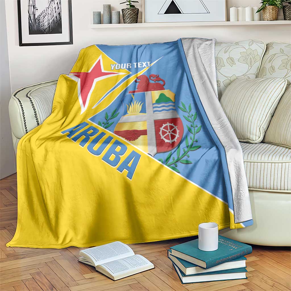 Custom Aruba Football Blanket 2025 Coat Of Arms Style