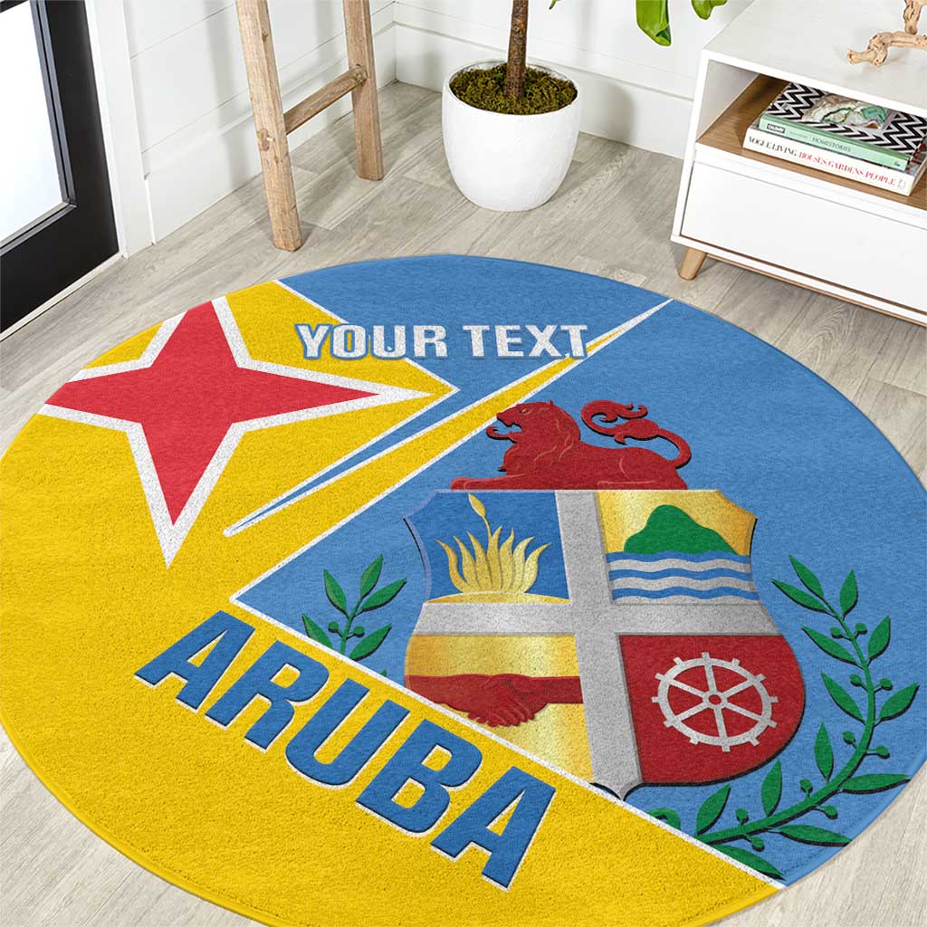 Custom Aruba Football Round Carpet 2025 Coat Of Arms Style