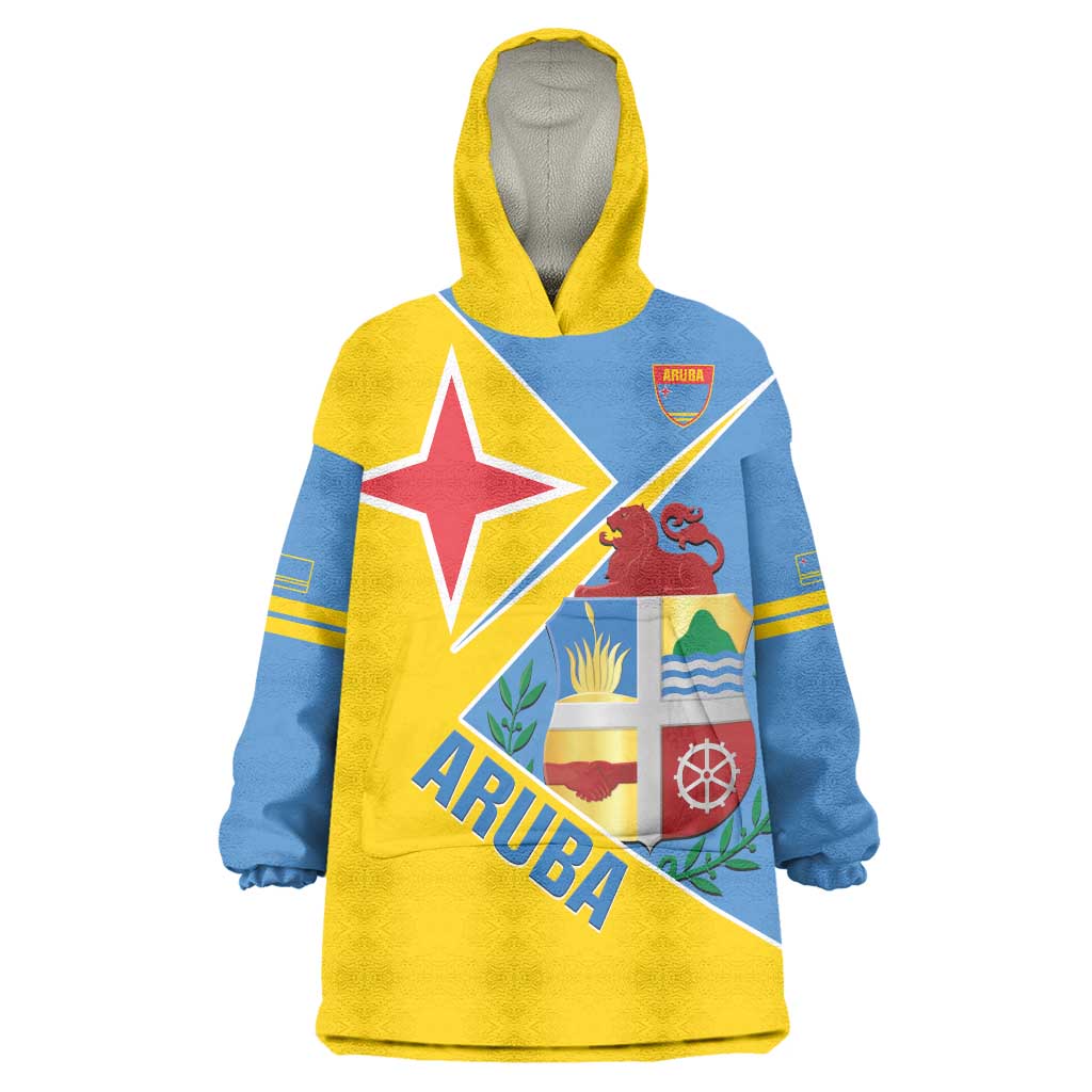 Custom Aruba Football Wearable Blanket Hoodie 2025 Coat Of Arms Style