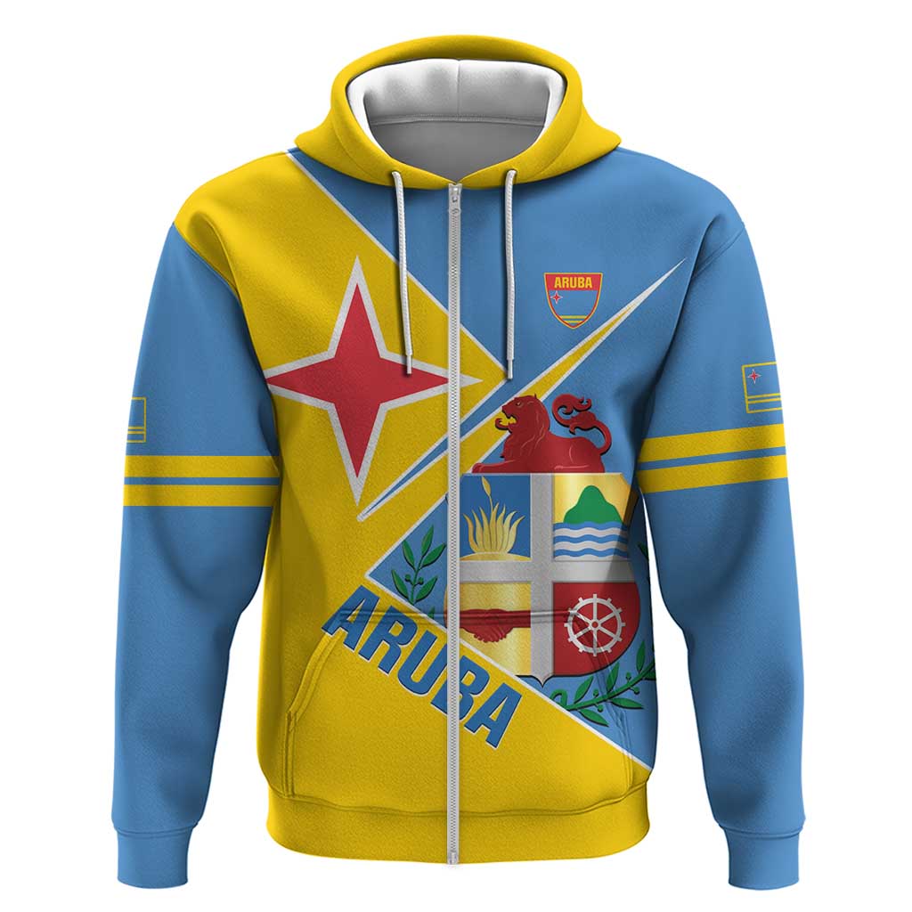 Custom Aruba Football Zip Hoodie 2025 Coat Of Arms Style