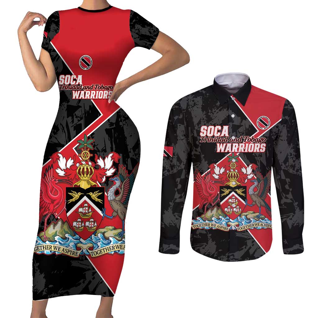 Custom Trinidad and Tobago Football Couples Matching Short Sleeve Bodycon Dress and Long Sleeve Button Shirt 2025 Go Soca Warriors