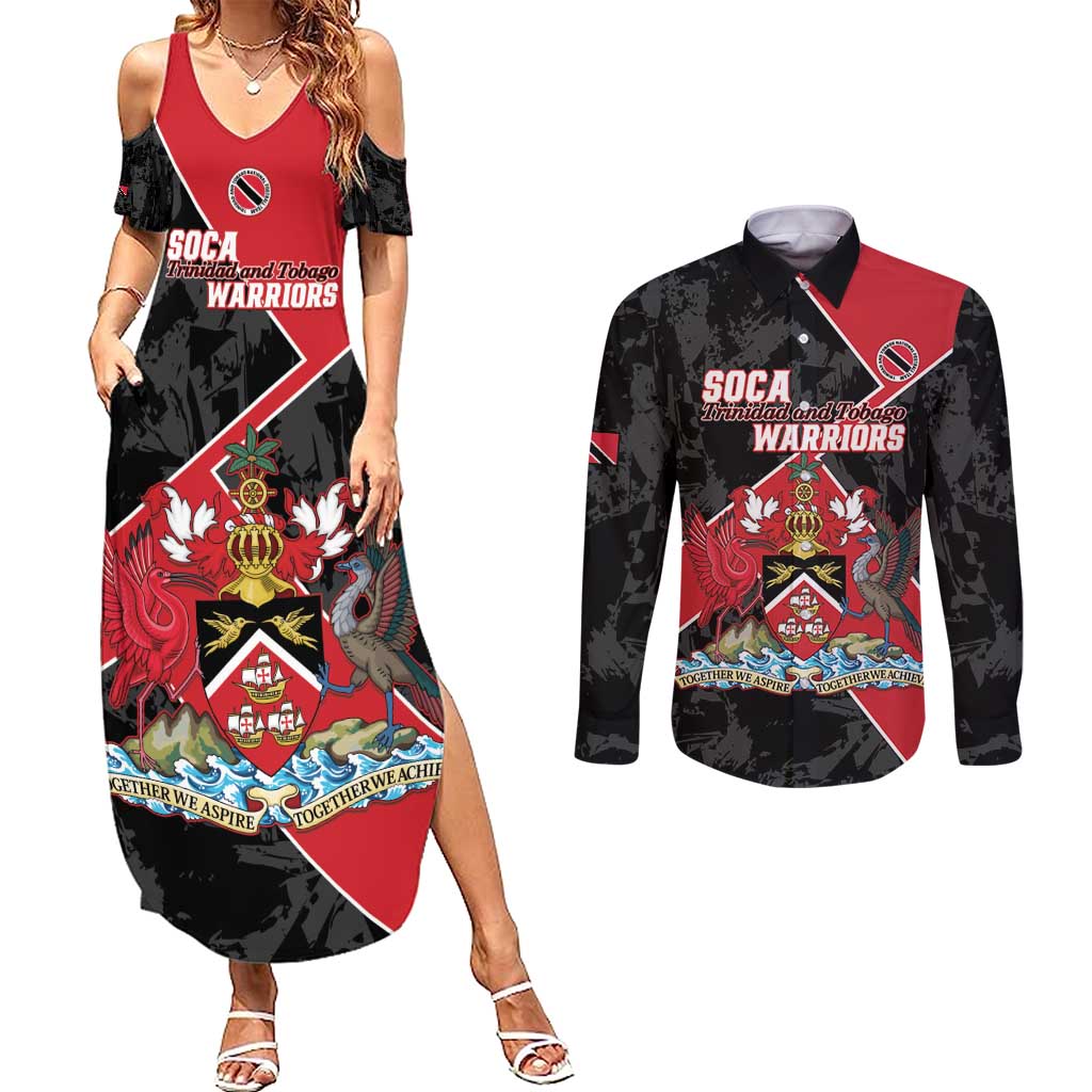 Custom Trinidad and Tobago Football Couples Matching Summer Maxi Dress and Long Sleeve Button Shirt 2025 Go Soca Warriors