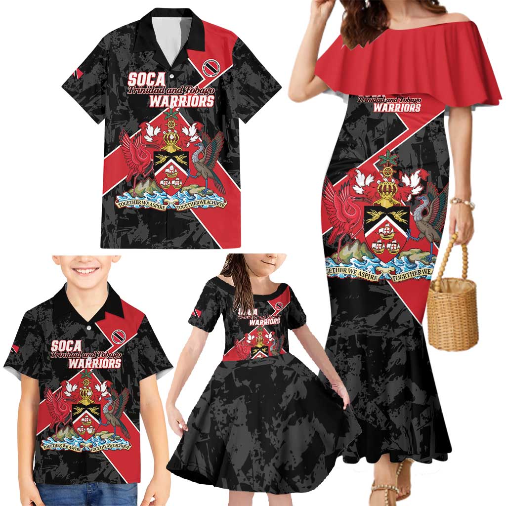 Custom Trinidad and Tobago Football Family Matching Mermaid Dress and Hawaiian Shirt 2025 Go Soca Warriors