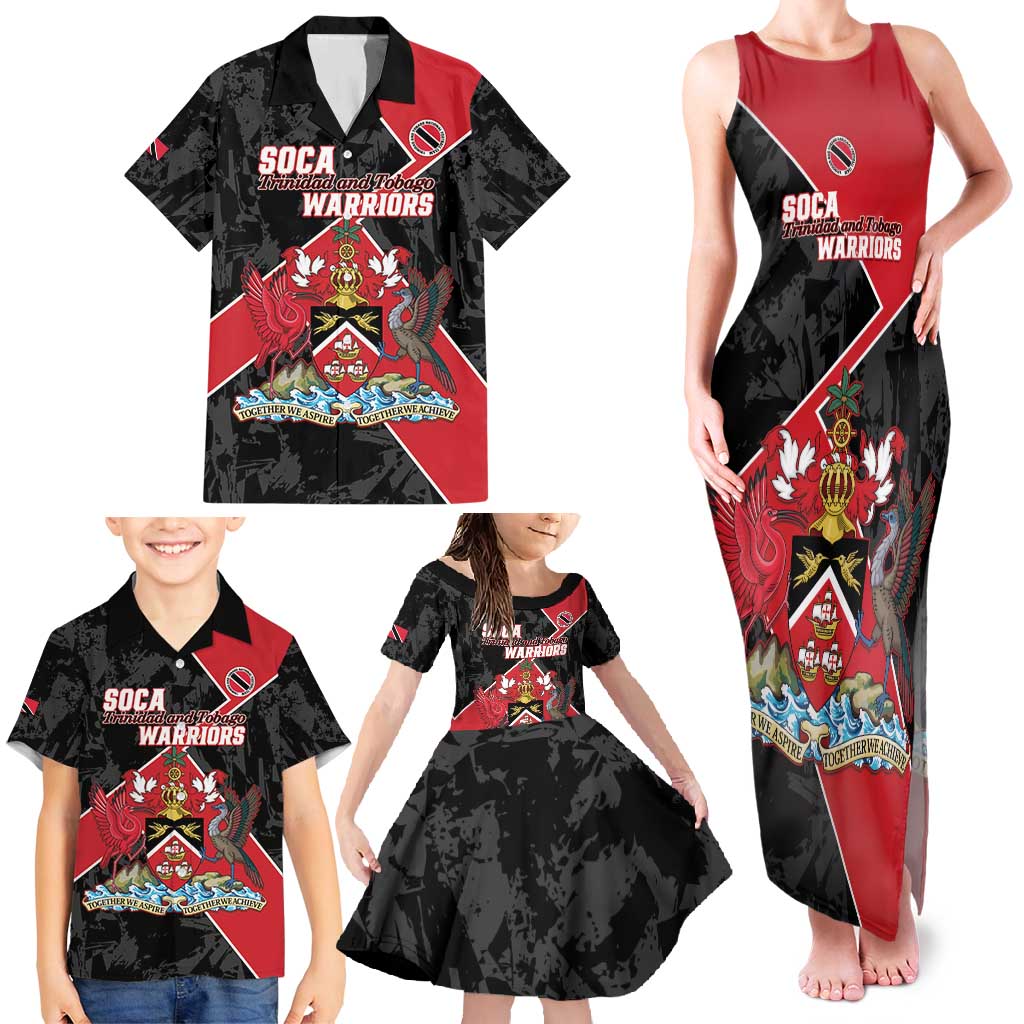 Custom Trinidad and Tobago Football Family Matching Tank Maxi Dress and Hawaiian Shirt 2025 Go Soca Warriors