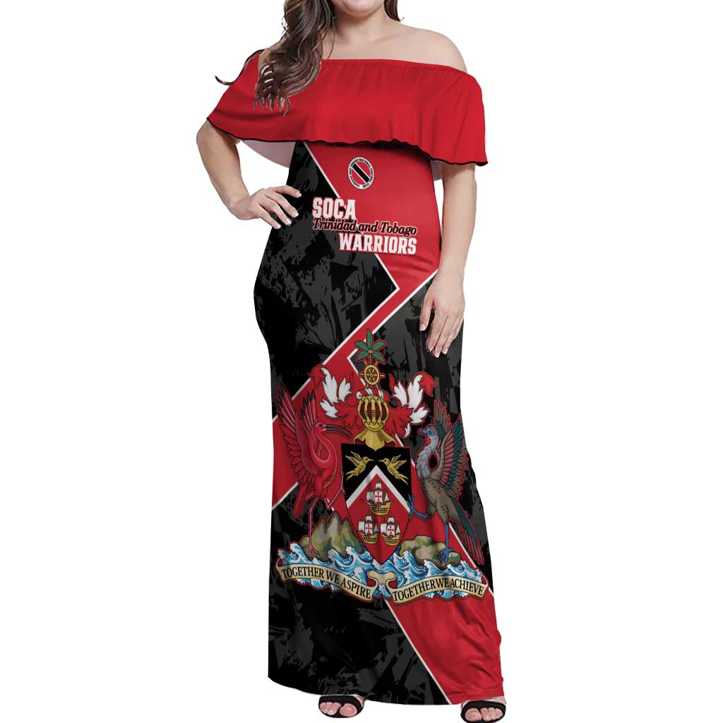 Custom Trinidad and Tobago Football Off Shoulder Maxi Dress 2025 Go Soca Warriors