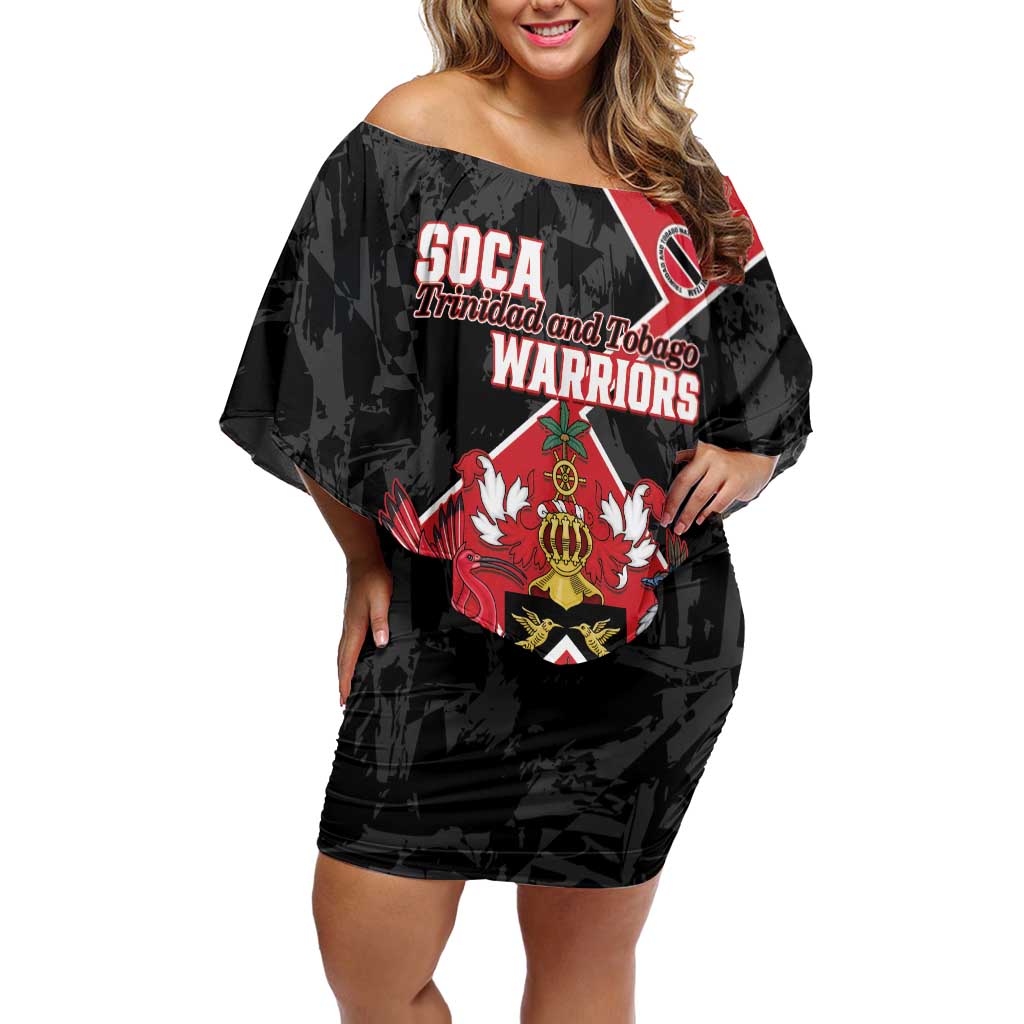 Custom Trinidad and Tobago Football Off Shoulder Short Dress 2025 Go Soca Warriors