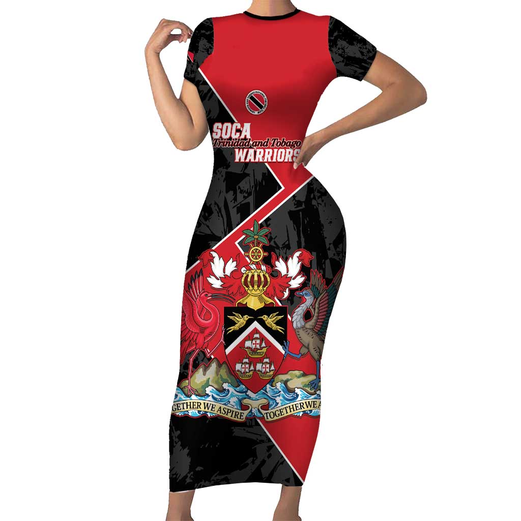 Custom Trinidad and Tobago Football Short Sleeve Bodycon Dress 2025 Go Soca Warriors