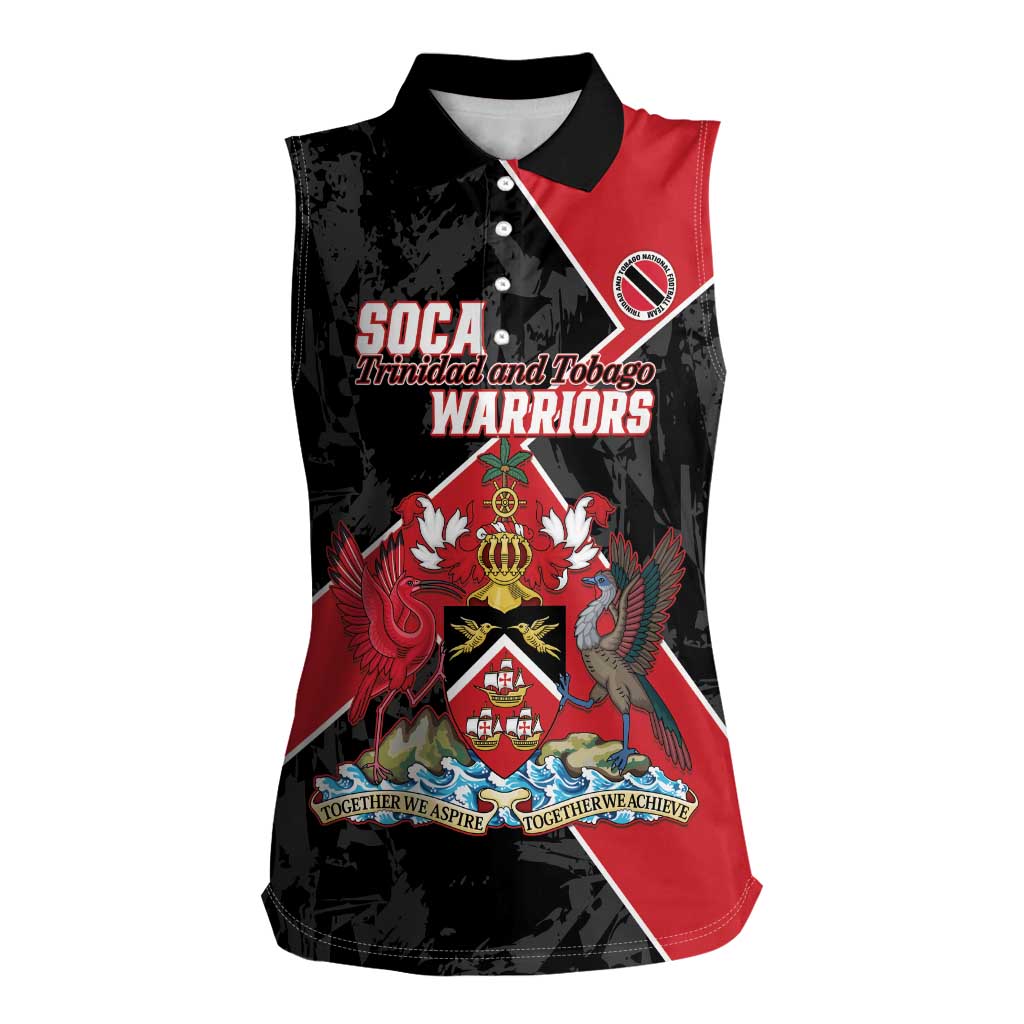 Custom Trinidad and Tobago Football Women Sleeveless Polo Shirt 2025 Go Soca Warriors