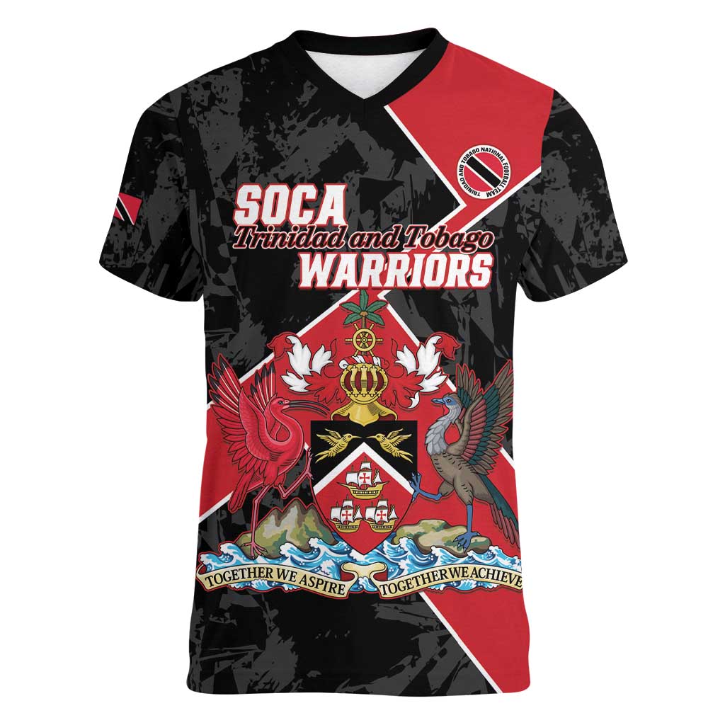 Custom Trinidad and Tobago Football Women V-Neck T-Shirt 2025 Go Soca Warriors