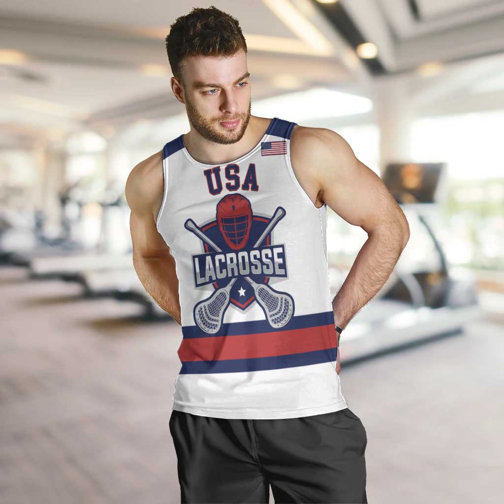 Custom United States Lacrosse Men Tank Top Go Champions White Version