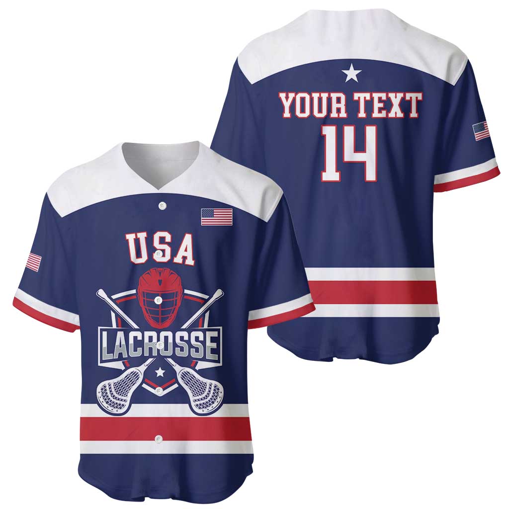 Custom United States Lacrosse Baseball Jersey Go Champions Blue Version
