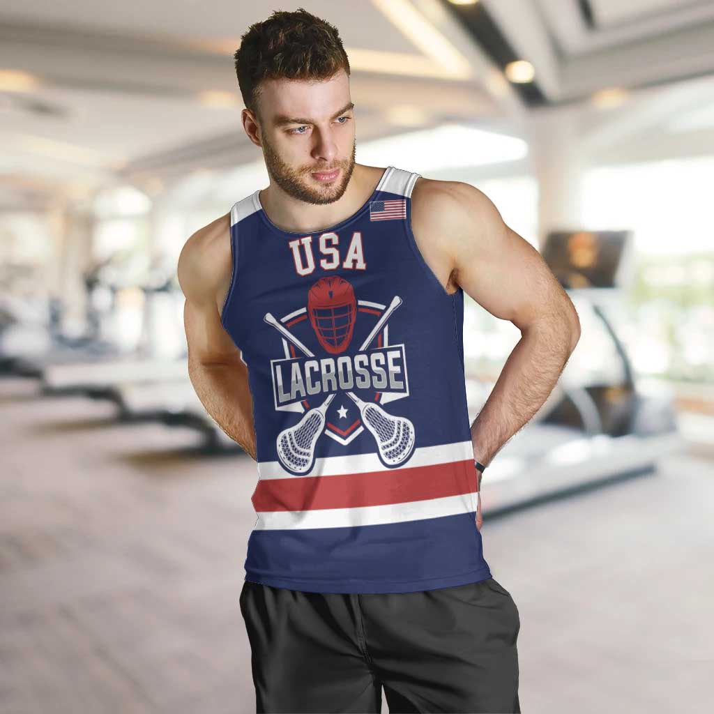 Custom United States Lacrosse Men Tank Top Go Champions Blue Version