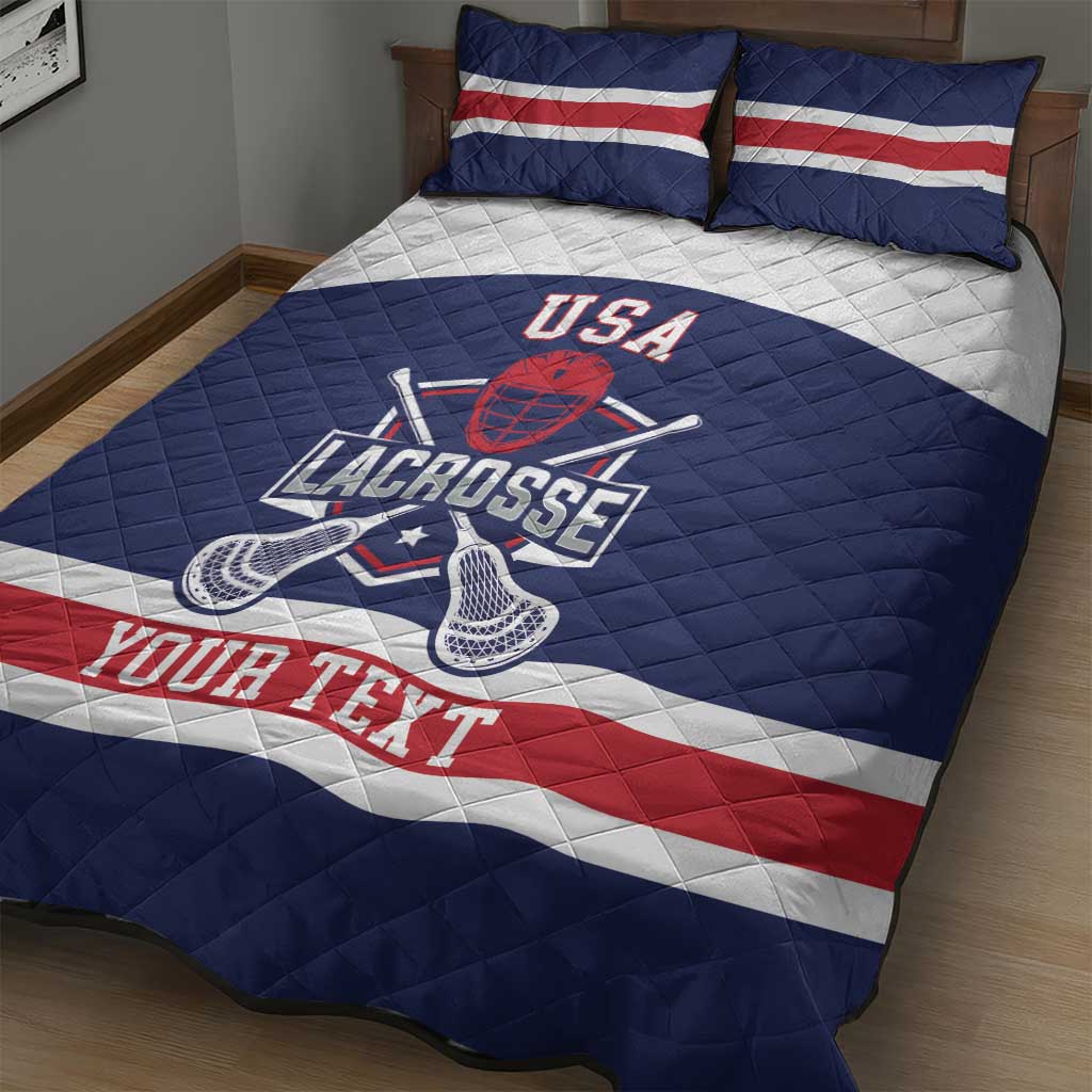 Custom United States Lacrosse Quilt Bed Set Go Champions Blue Version
