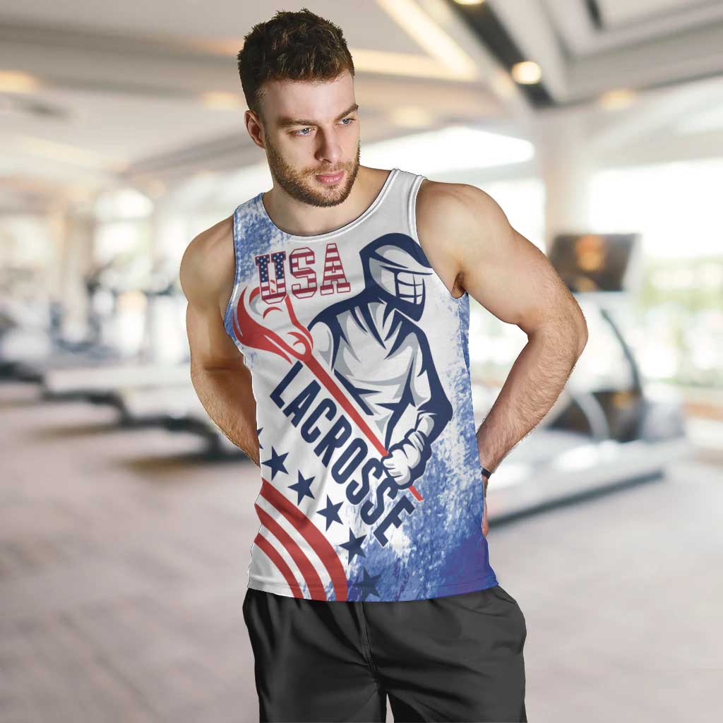 Custom United States Lacrosse Men Tank Top 2025 Grunge Style