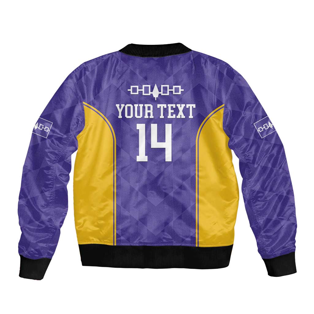 Custom Haudenosaunee Lacrosse Sleeve Zip Bomber Jacket 2025 Go Nationals