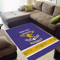 Purple Iroquois lacrosse area rug with gold-and-white band and central team mascot design
