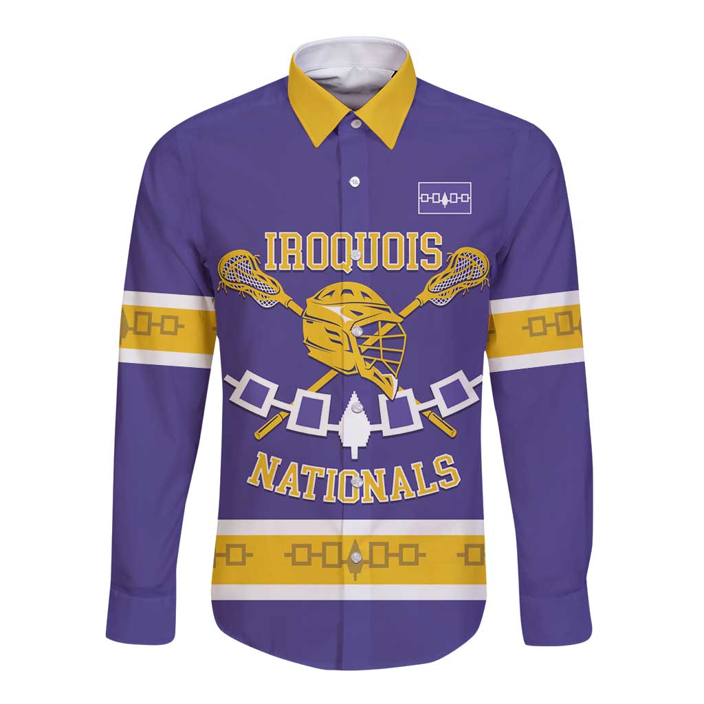 Custom Iroquois Lacrosse Long Sleeve Button Shirt Haudenosaunee Nationals