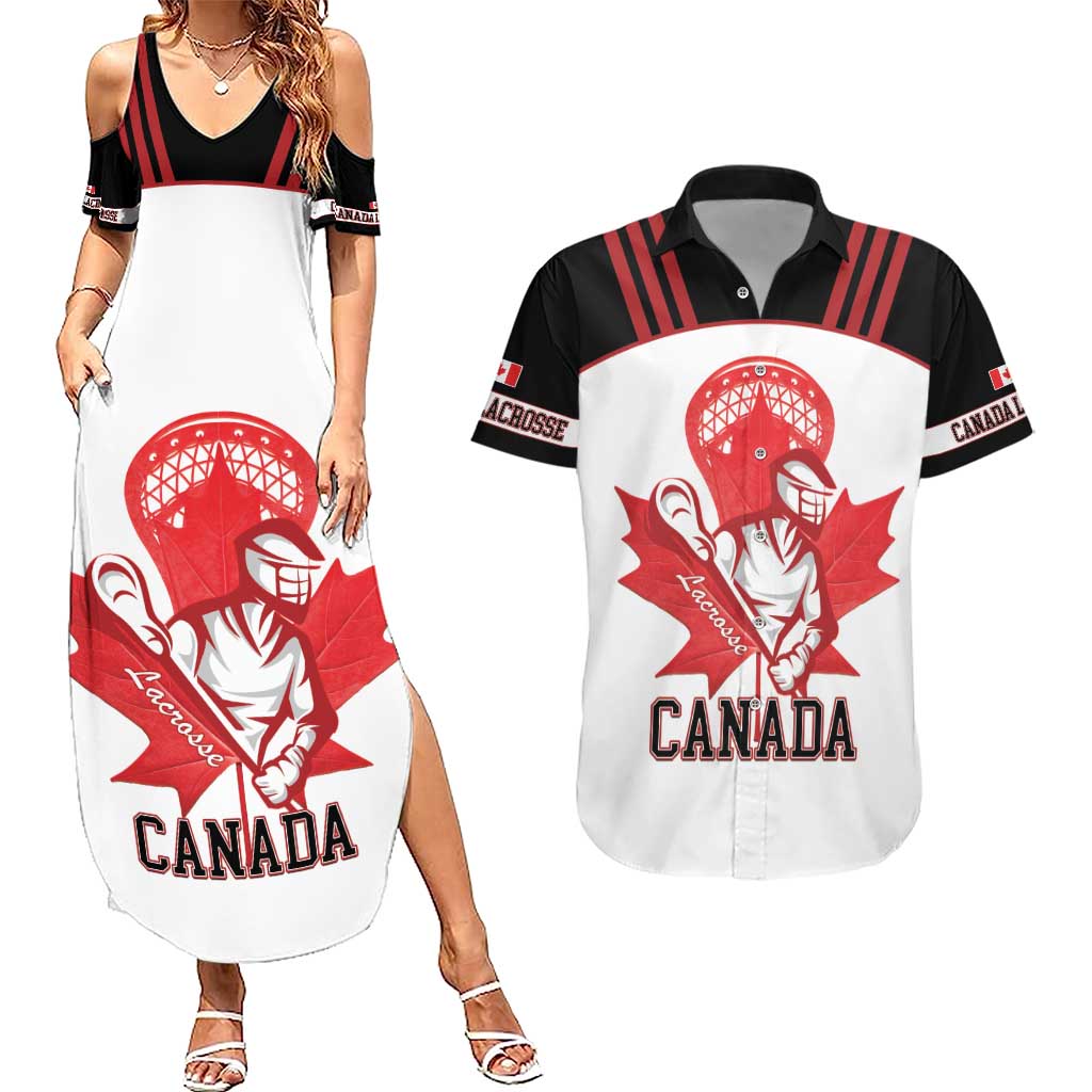 Custom Canada Lacrosse Couples Matching Summer Maxi Dress and Hawaiian Shirt Go Champions Maple Leaf