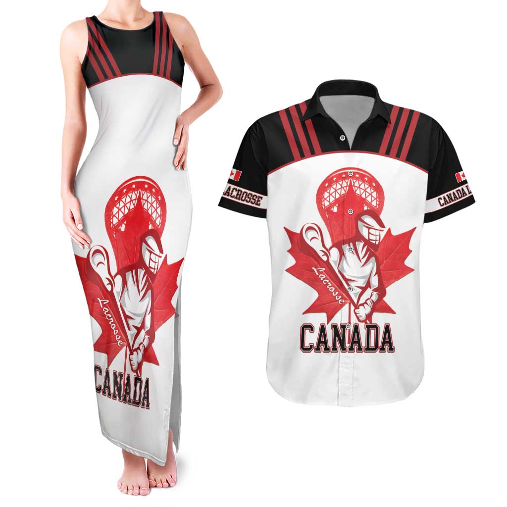 Custom Canada Lacrosse Couples Matching Tank Maxi Dress and Hawaiian Shirt Go Champions Maple Leaf