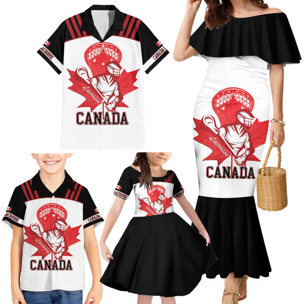 Custom Canada Lacrosse Family Matching Mermaid Dress and Hawaiian Shirt Go Champions Maple Leaf