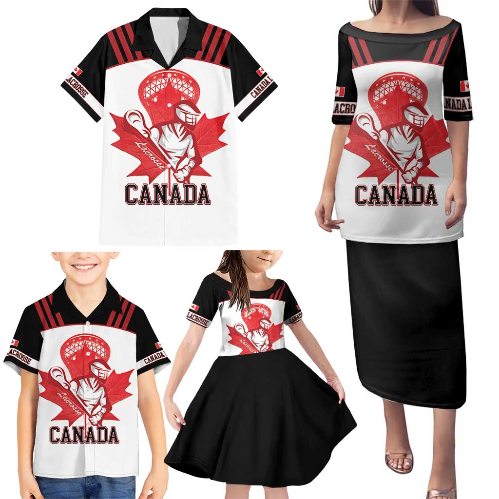 Custom Canada Lacrosse Family Matching Puletasi and Hawaiian Shirt Go Champions Maple Leaf