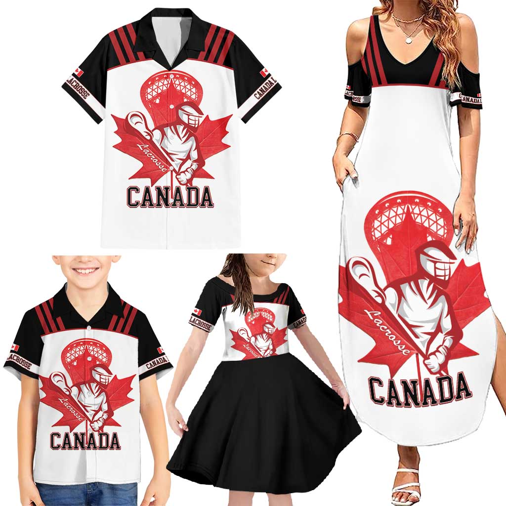 Custom Canada Lacrosse Family Matching Summer Maxi Dress and Hawaiian Shirt Go Champions Maple Leaf