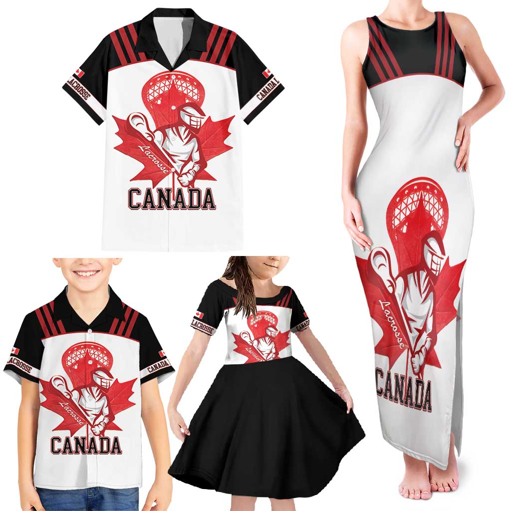 Custom Canada Lacrosse Family Matching Tank Maxi Dress and Hawaiian Shirt Go Champions Maple Leaf