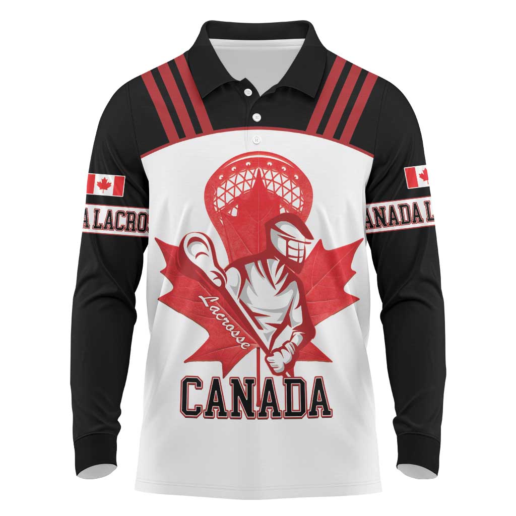 Custom Canada Lacrosse Long Sleeve Polo Shirt Go Champions Maple Leaf