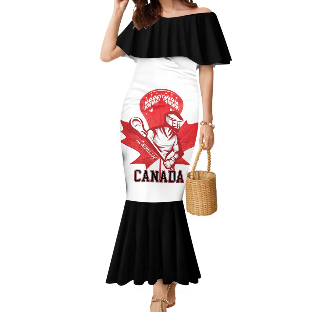 Custom Canada Lacrosse Mermaid Dress Go Champions Maple Leaf