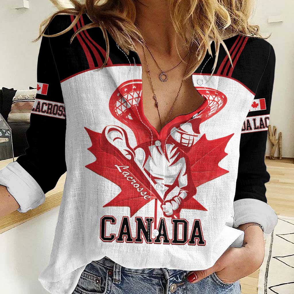 Custom Canada Lacrosse Women Casual Shirt Go Champions Maple Leaf