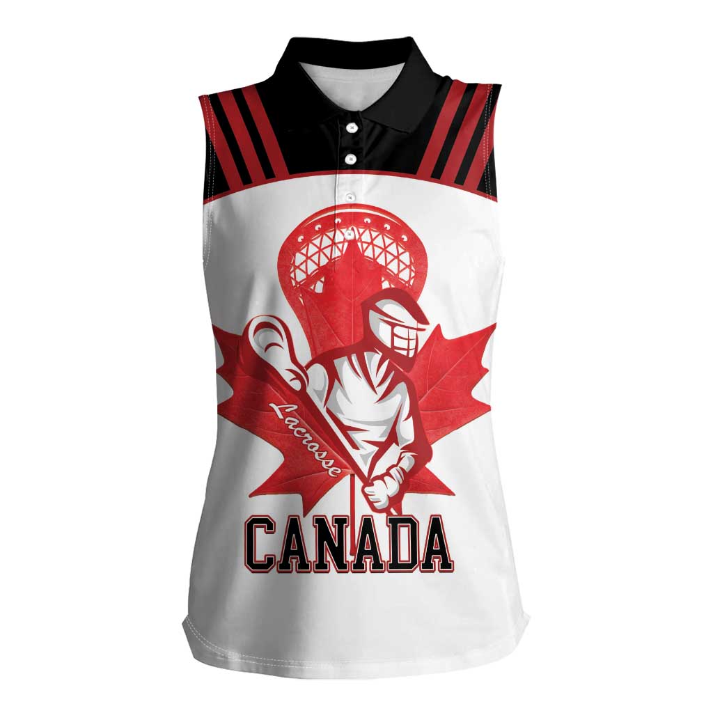 Custom Canada Lacrosse Women Sleeveless Polo Shirt Go Champions Maple Leaf