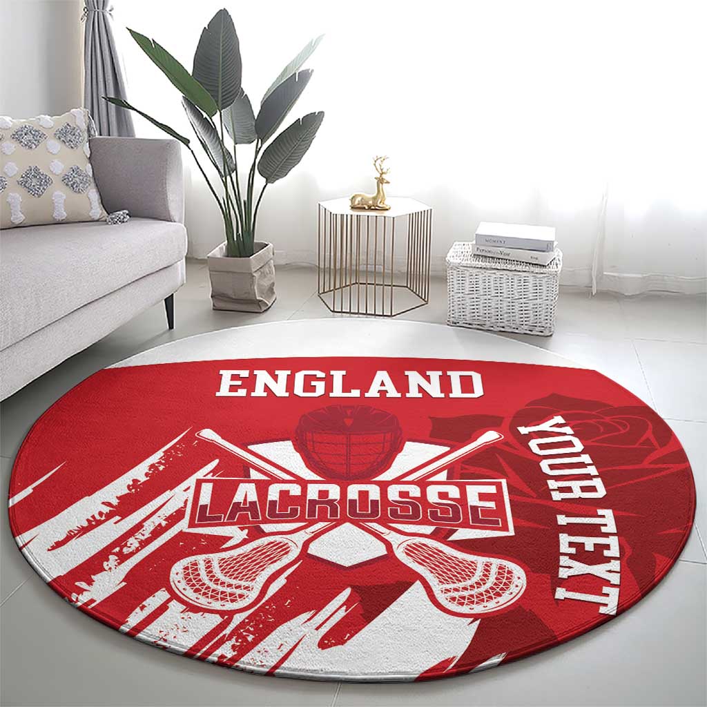 Custom England Lacrosse Round Carpet Go Champions Rose
