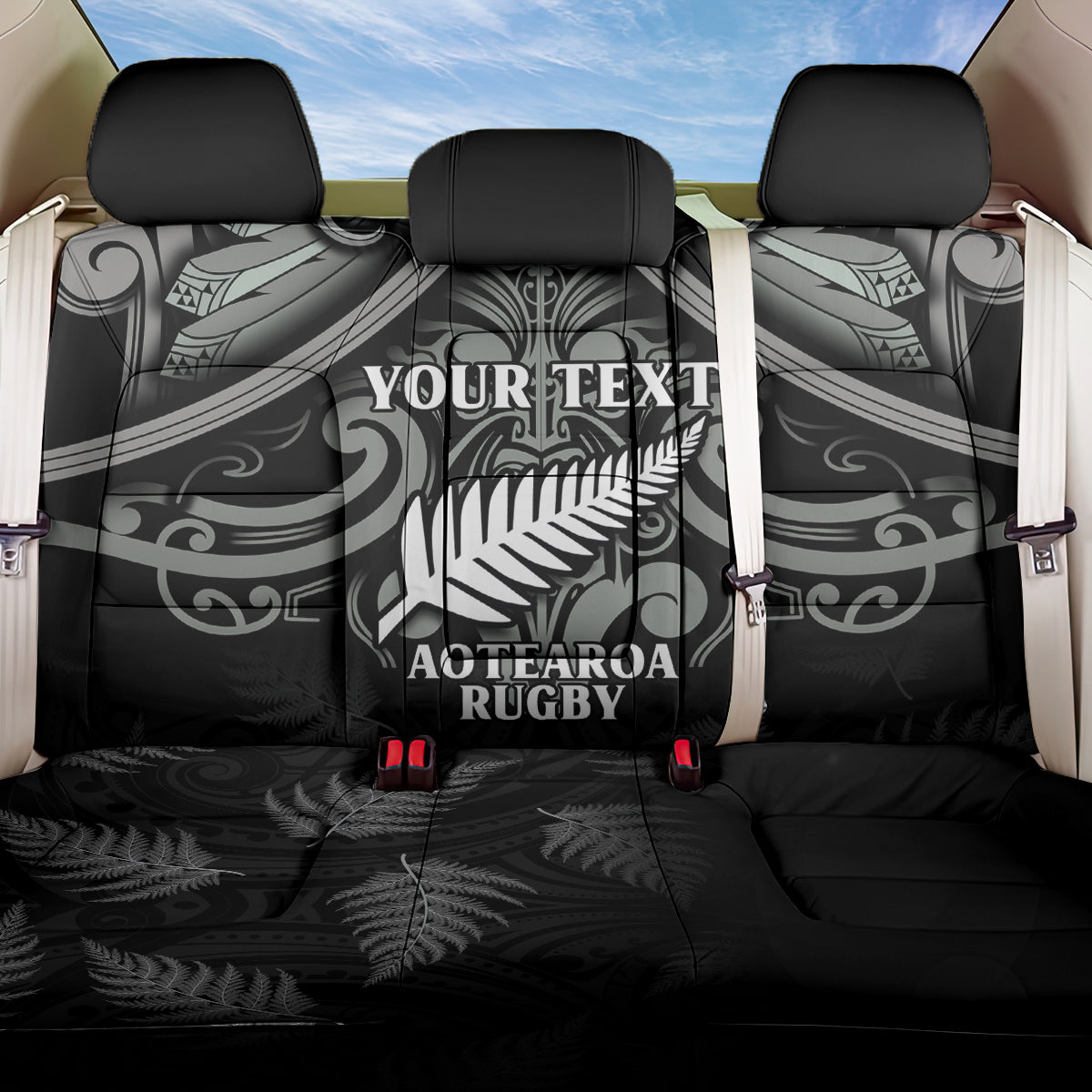 Custom New Zealand Silver Fern Rugby Back Car Seat Cover All Black Since 1892 Aotearoa Moko Maori - Wonder Print Shop