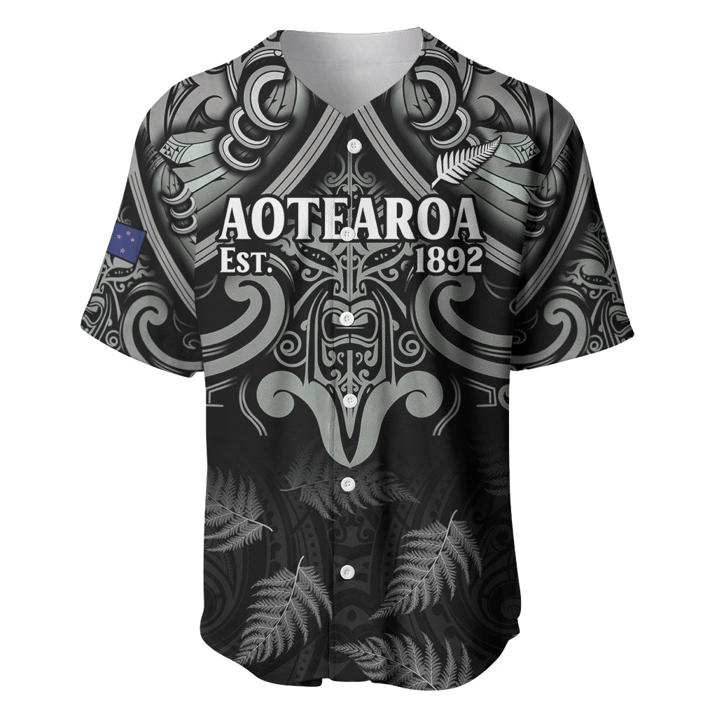 Custom New Zealand Silver Fern Rugby Baseball Jersey All Black Since 1892 Aotearoa Moko Maori - Wonder Print Shop