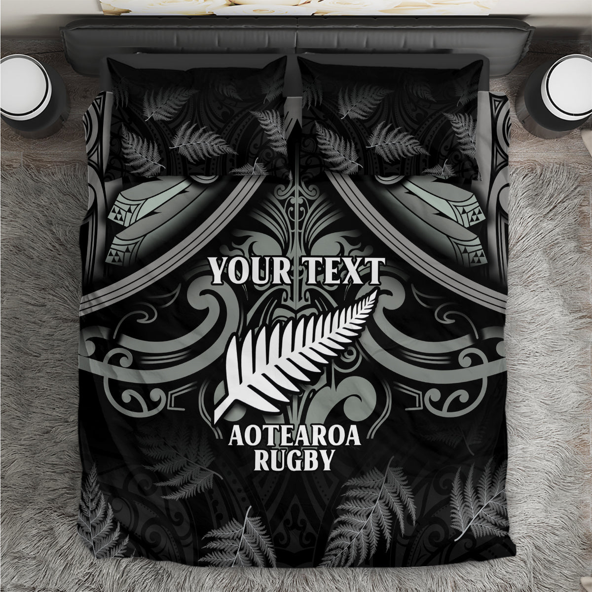 Custom New Zealand Silver Fern Rugby Bedding Set All Black Since 1892 Aotearoa Moko Maori - Wonder Print Shop