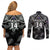 Custom New Zealand Silver Fern Rugby Couples Matching Off Shoulder Short Dress and Long Sleeve Button Shirt All Black Since 1892 Aotearoa Moko Maori - Wonder Print Shop