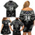 Custom New Zealand Silver Fern Rugby Family Matching Off Shoulder Short Dress and Hawaiian Shirt All Black Since 1892 Aotearoa Moko Maori - Wonder Print Shop