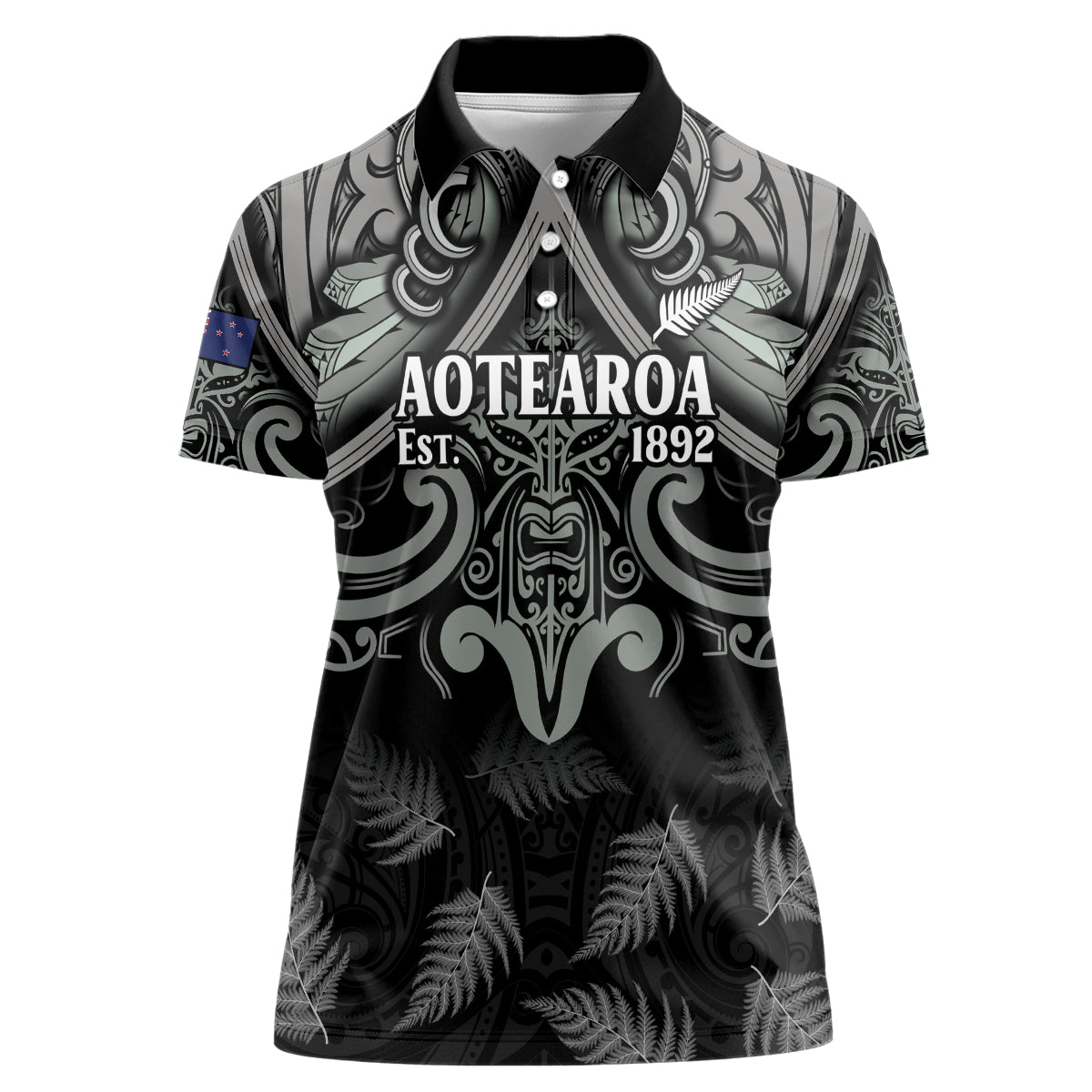 Custom New Zealand Silver Fern Rugby Women Polo Shirt All Black Since 1892 Aotearoa Moko Maori - Wonder Print Shop