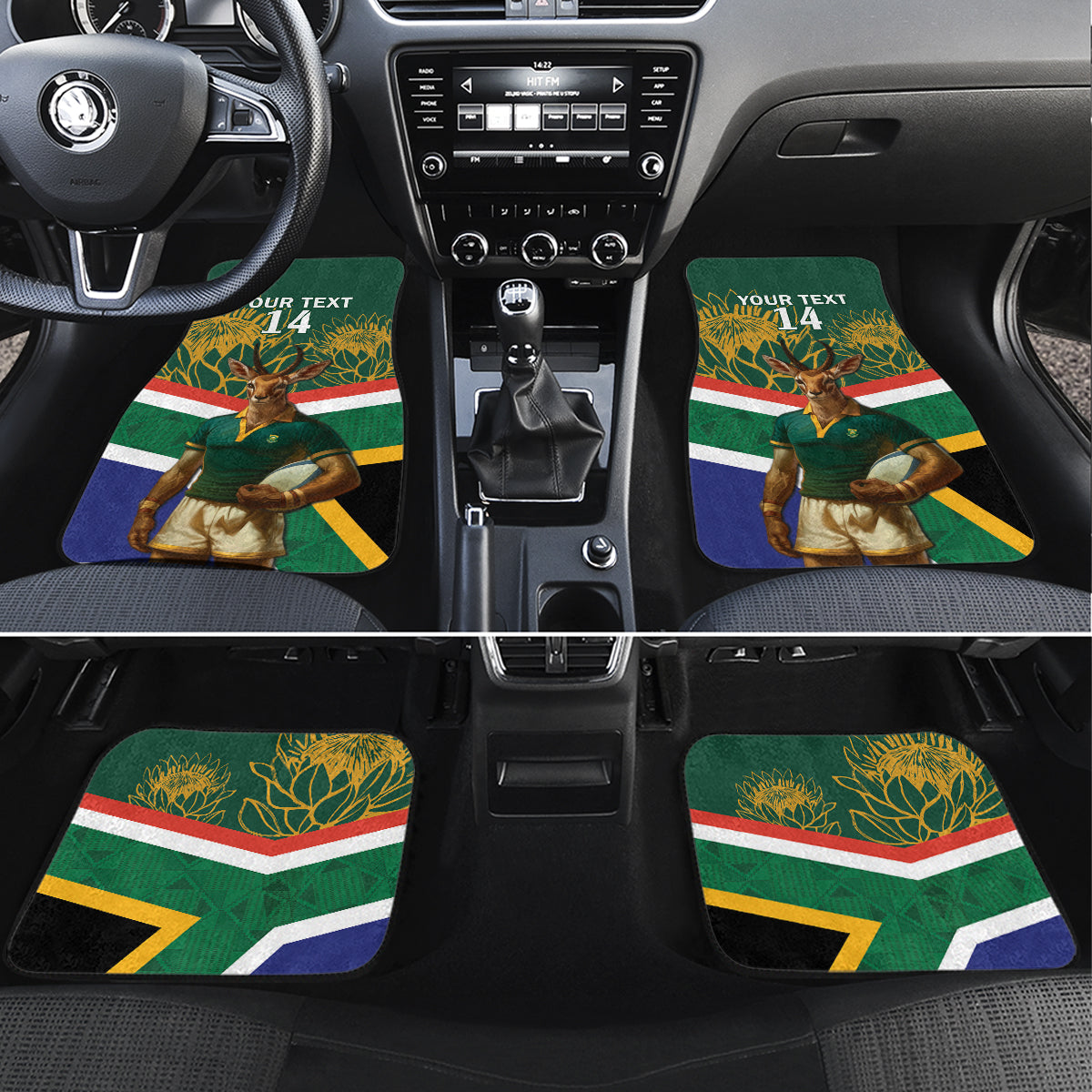 Custom South Africa Rugby Car Mats 2024 Go Springboks Mascot African Pattern - Wonder Print Shop